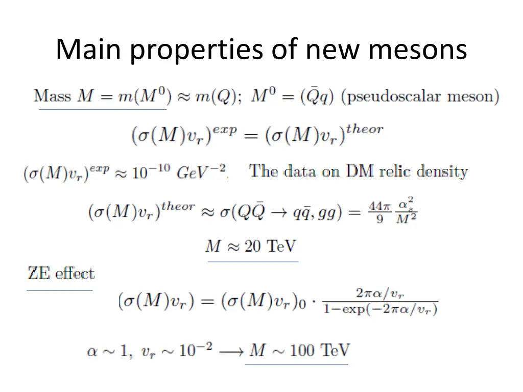 main properties of new mesons