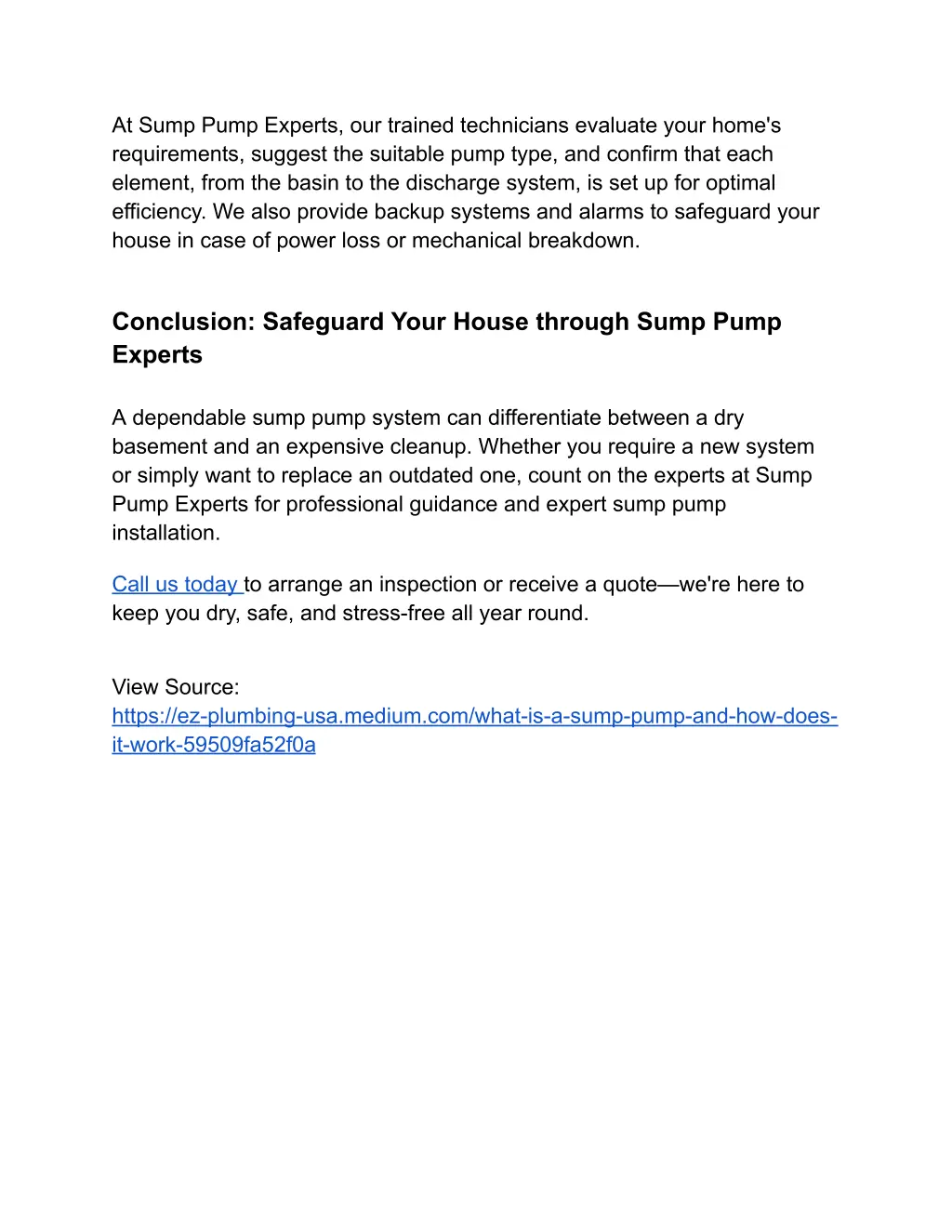 at sump pump experts our trained technicians
