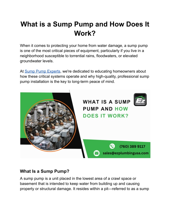 what is a sump pump and how does it work