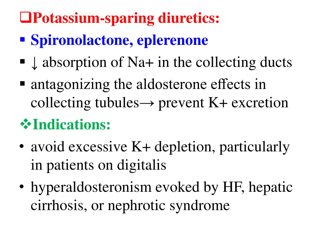 potassium sparing diuretics spironolactone