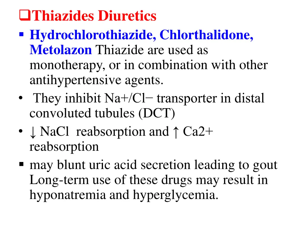 thiazides diuretics hydrochlorothiazide