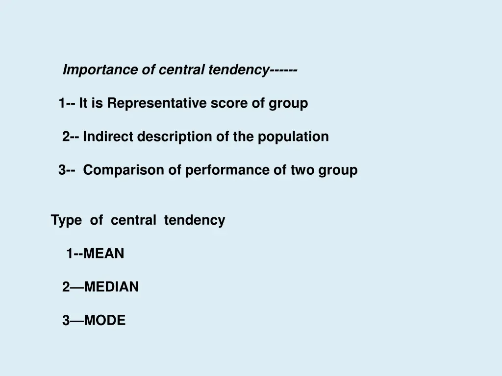 importance of central tendency