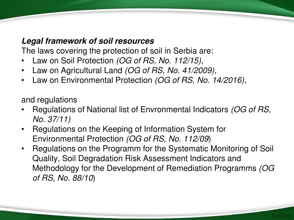 legal framework of soil resources the laws