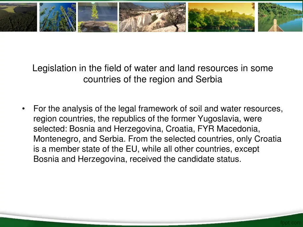 legislation in the field of water and land