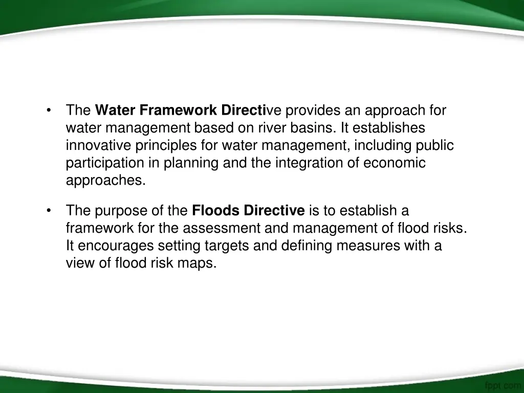 the water framework directi ve provides