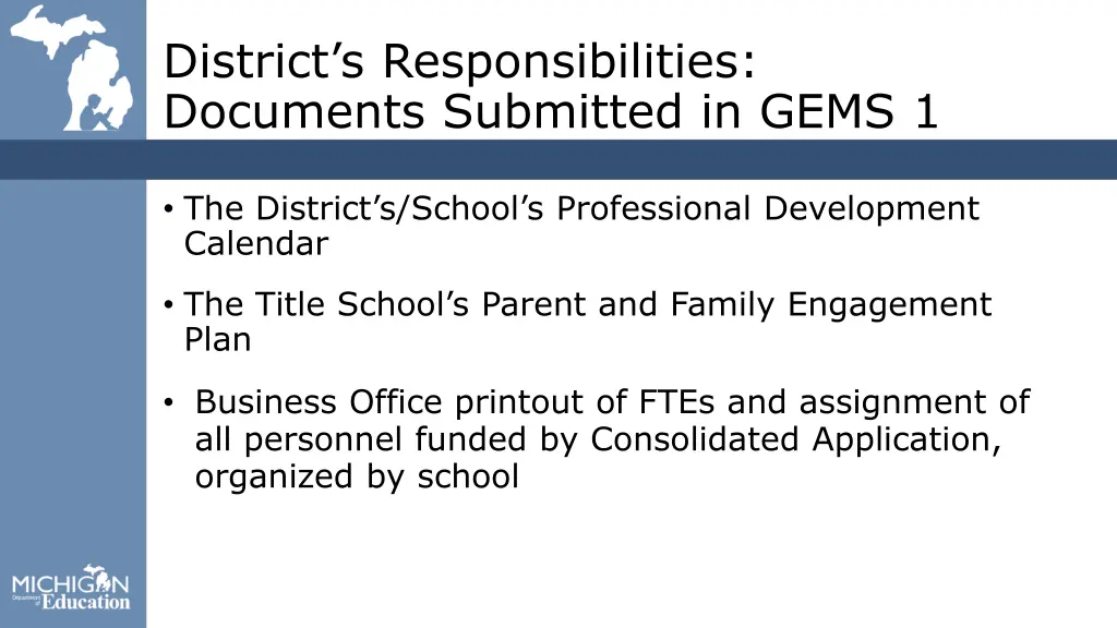 district s responsibilities documents submitted