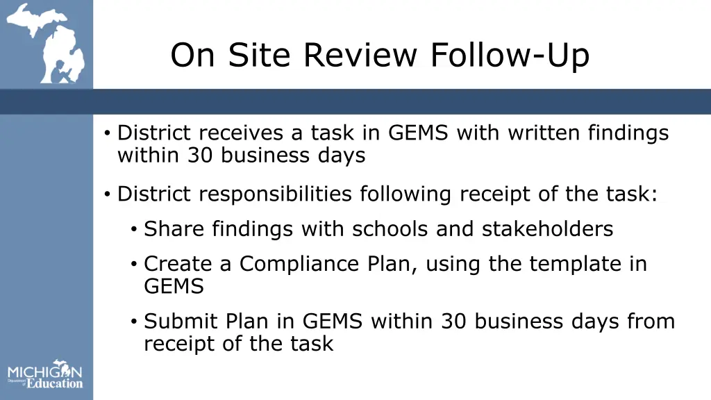 on site review follow up
