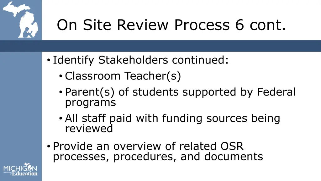 on site review process 6 cont