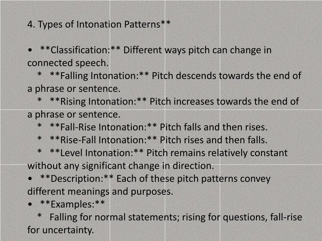 4 types of intonation patterns