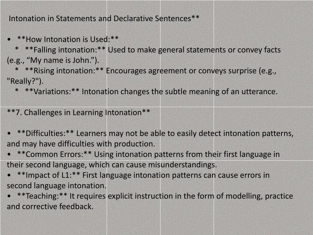 intonation in statements and declarative sentences
