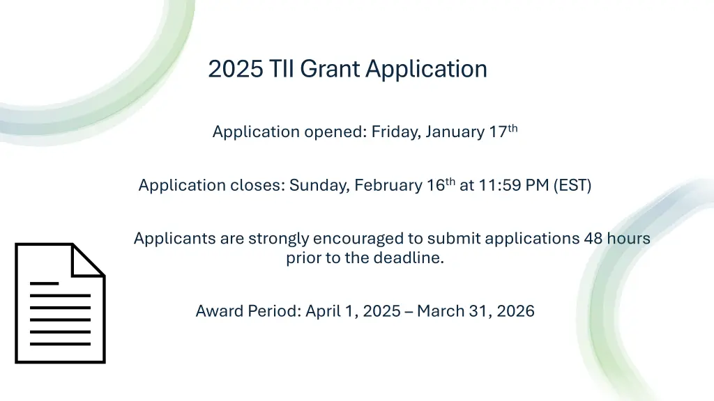 2025 tii grant application