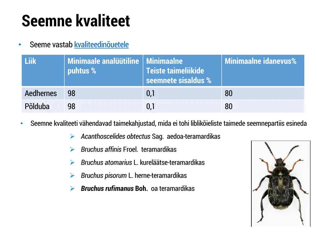 seemne kvaliteet