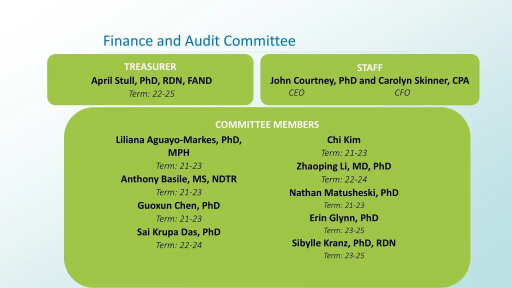 finance and audit committee