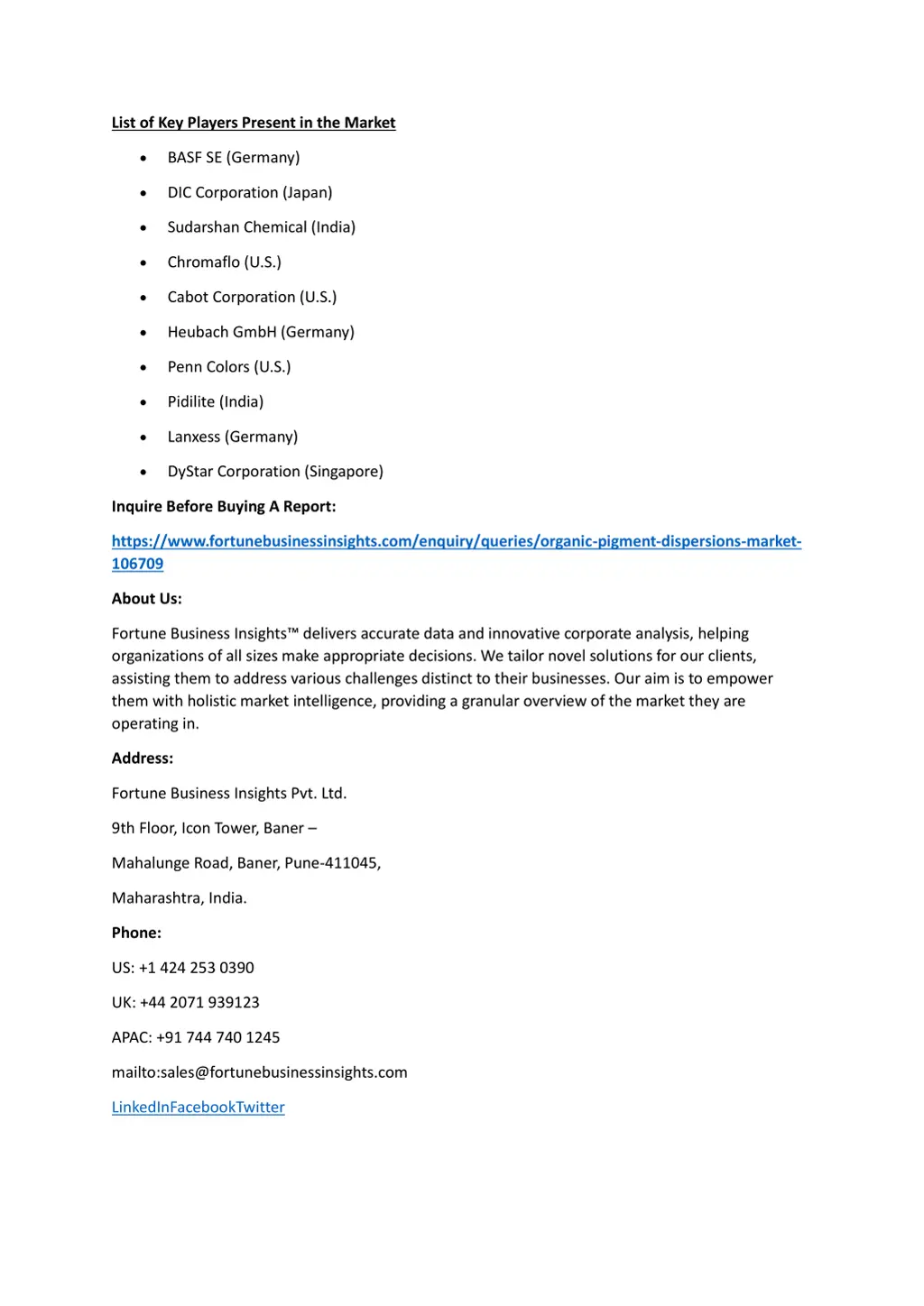 list of key players present in the market