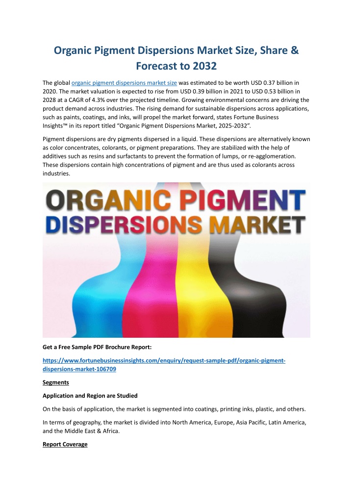 organic pigment dispersions market size share