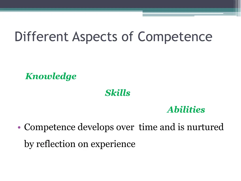 different aspects of competence