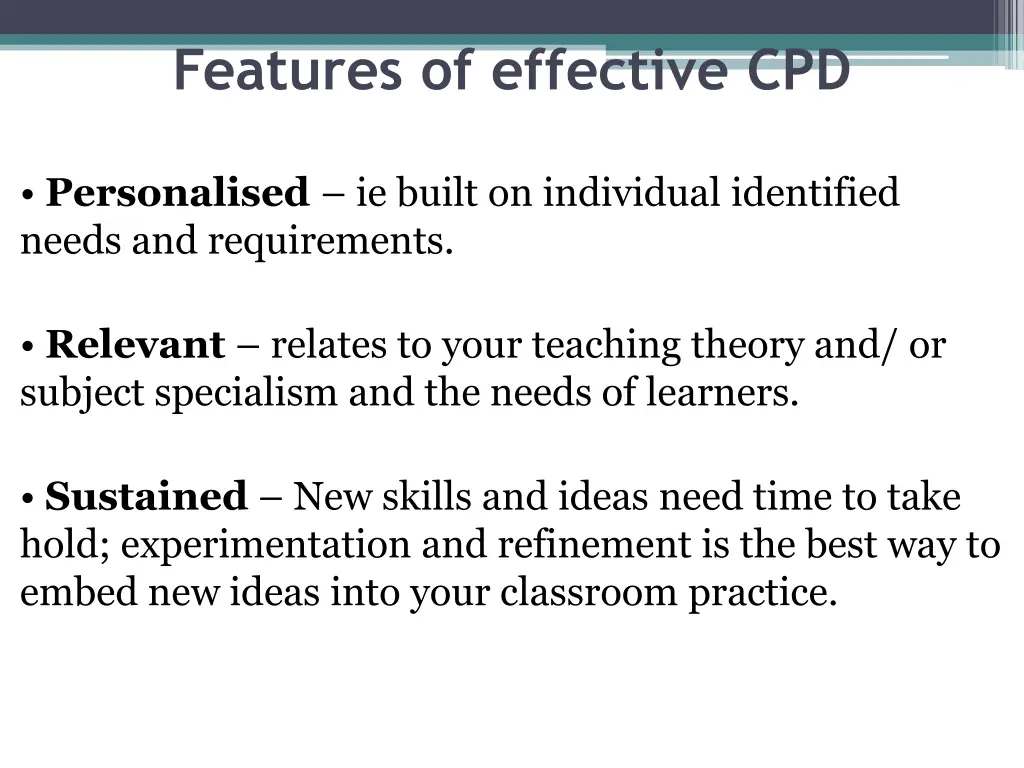 features of effective cpd