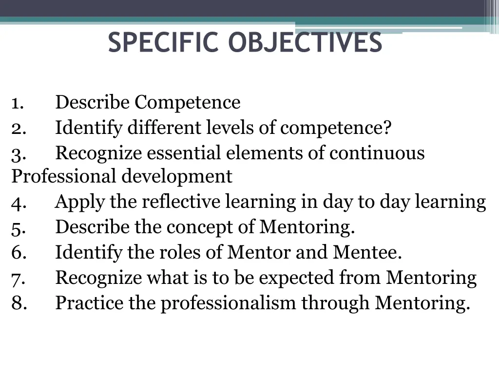 specific objectives