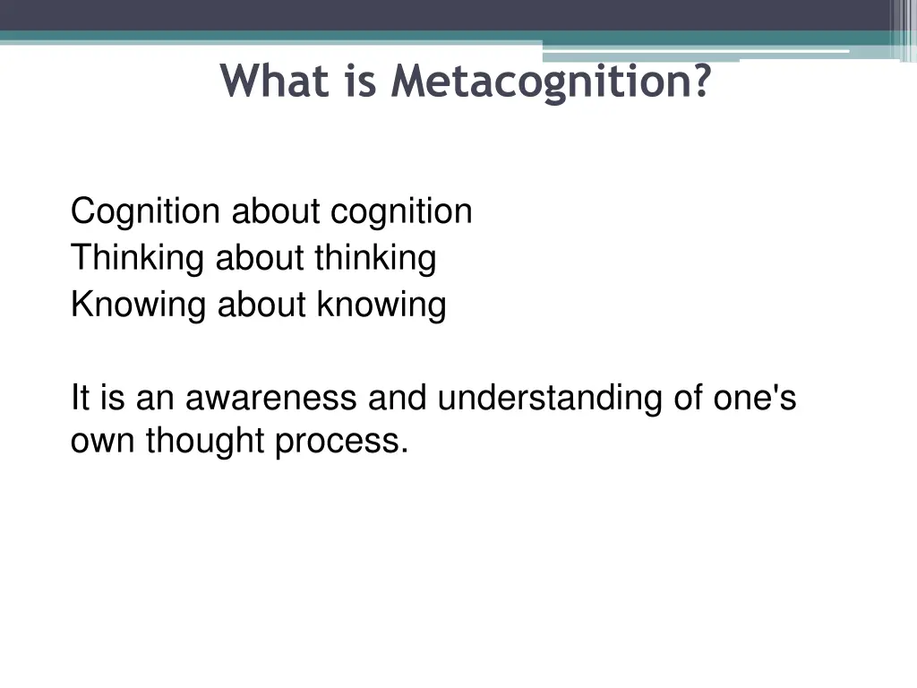 what is metacognition