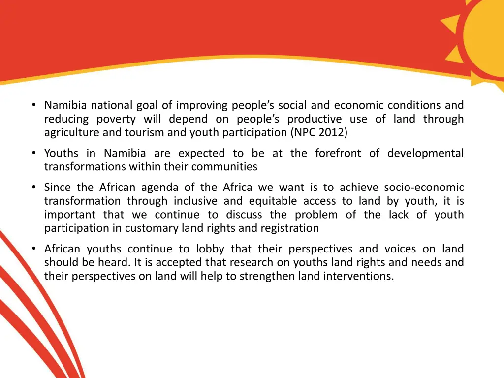 namibia national goal of improving people