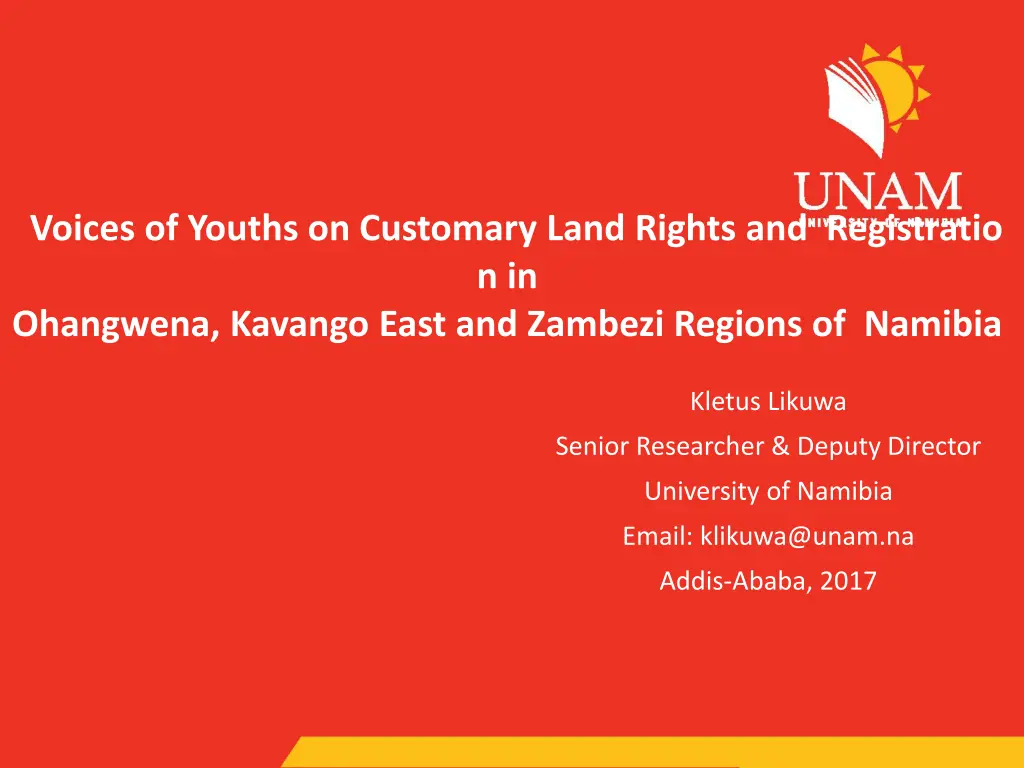 voices of youths on customary land rights