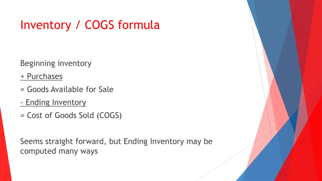 inventory cogs formula
