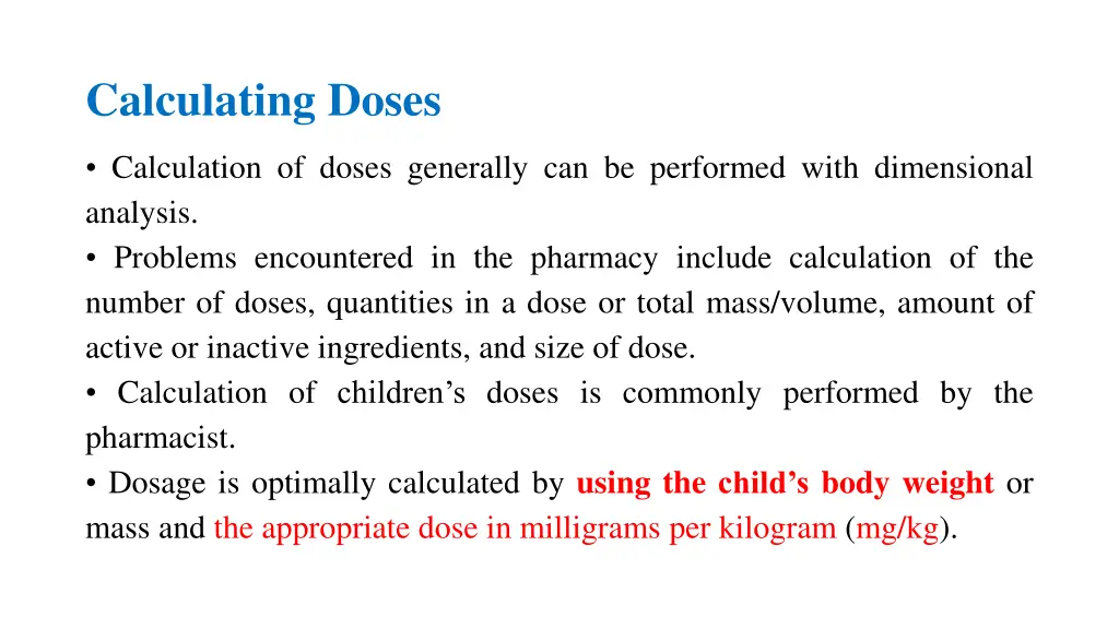 calculating doses 1