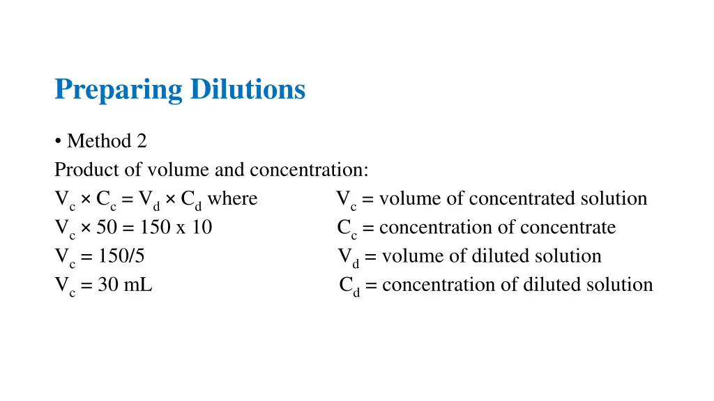 preparing dilutions 1