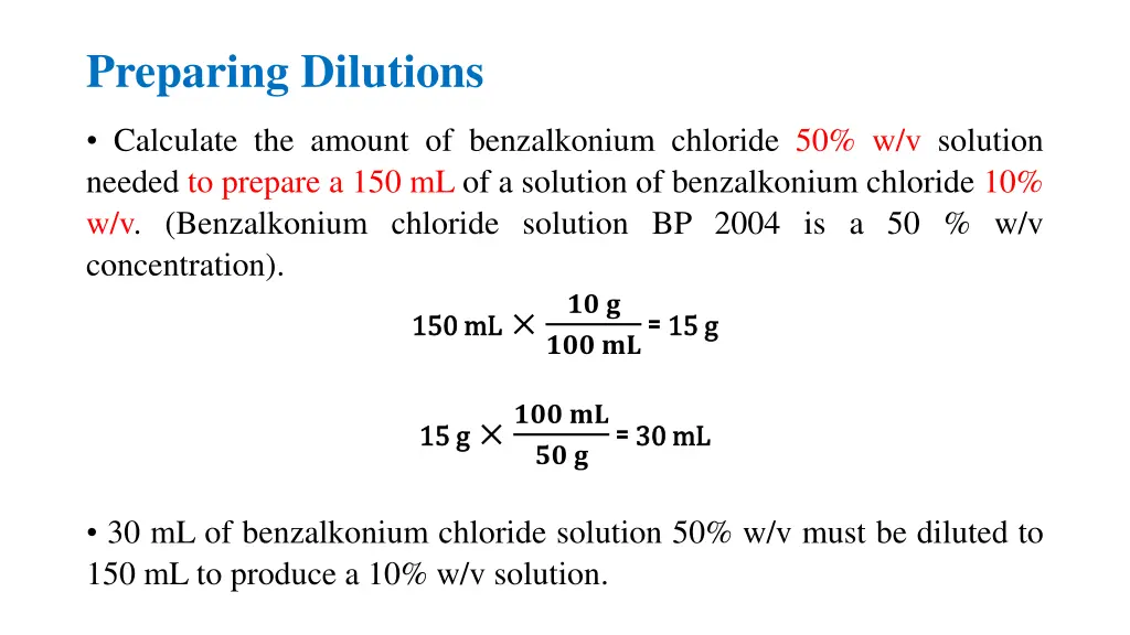 preparing dilutions