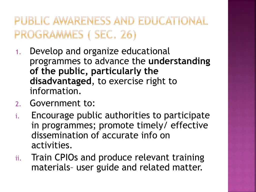 public awareness and educational programmes