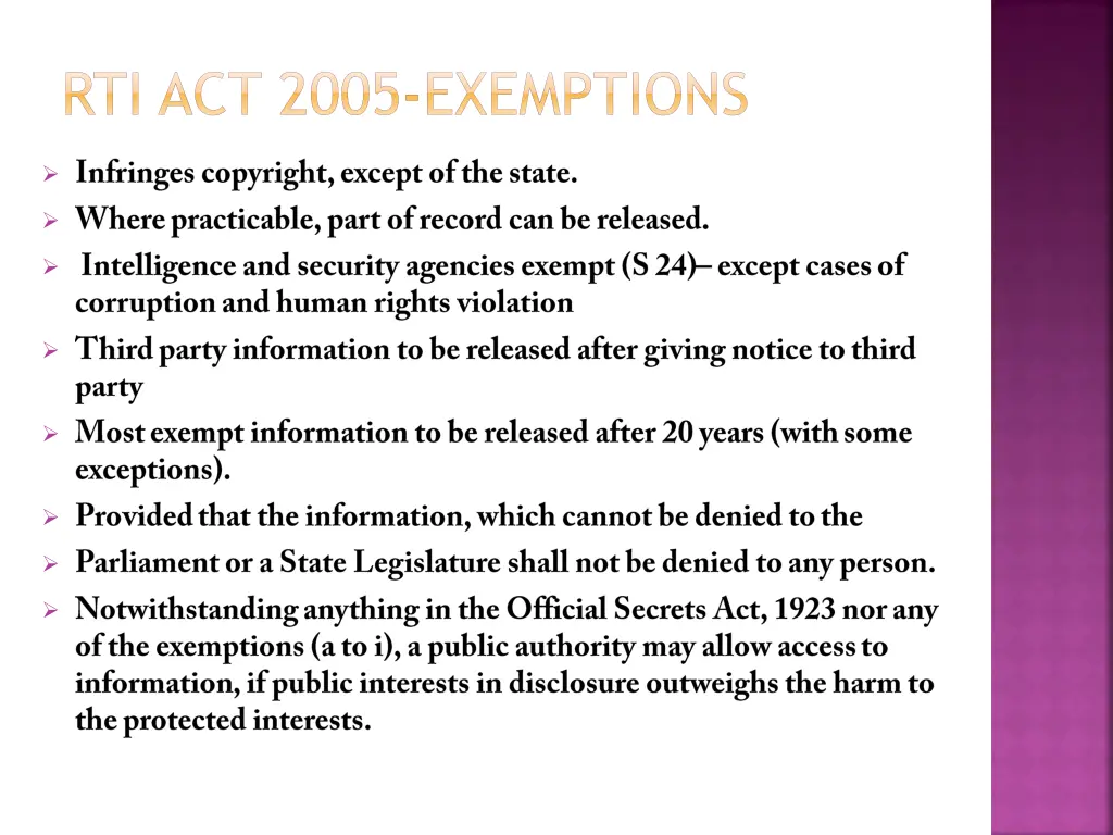 rti act 2005 exemptions