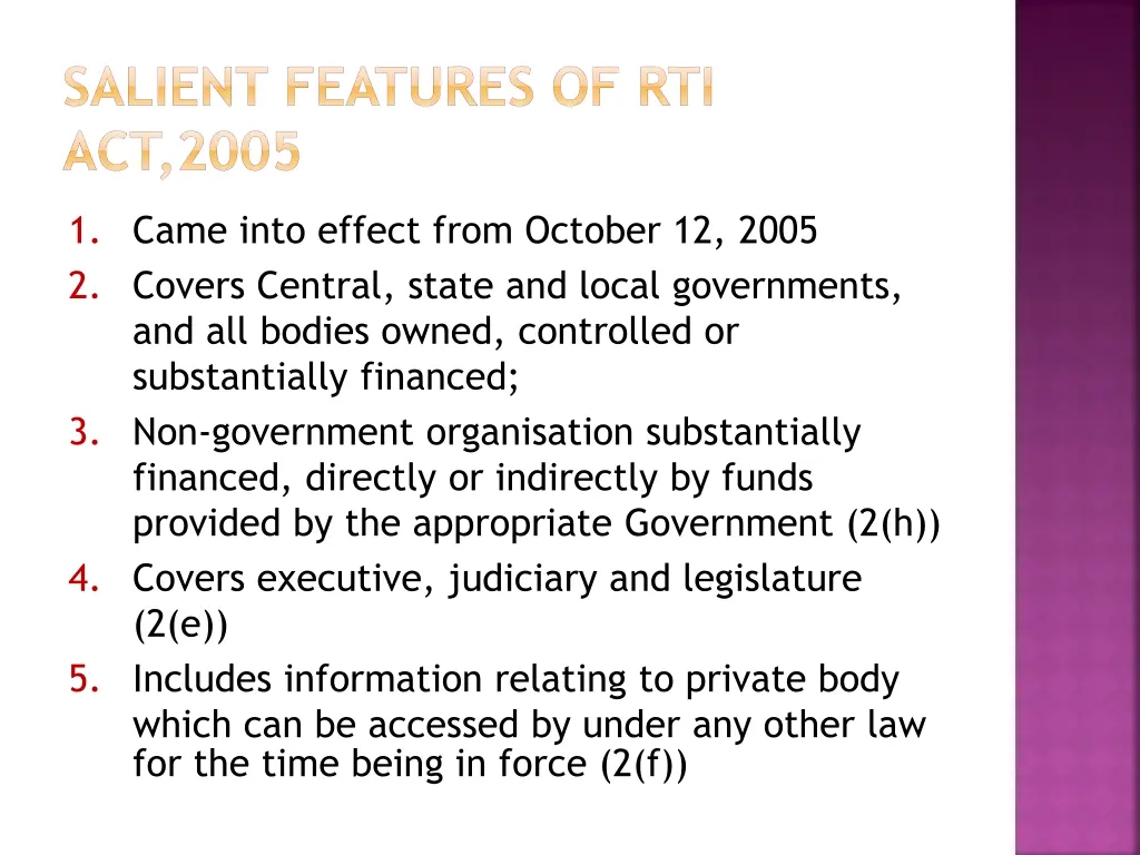 salient features of rti act 2005