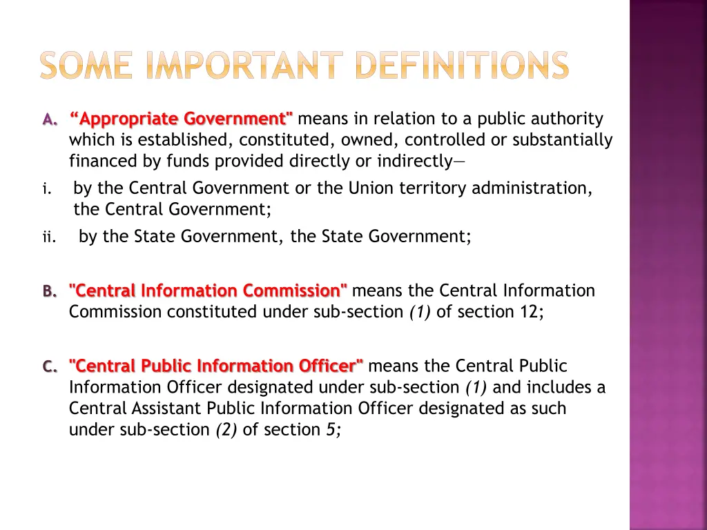 some important definitions