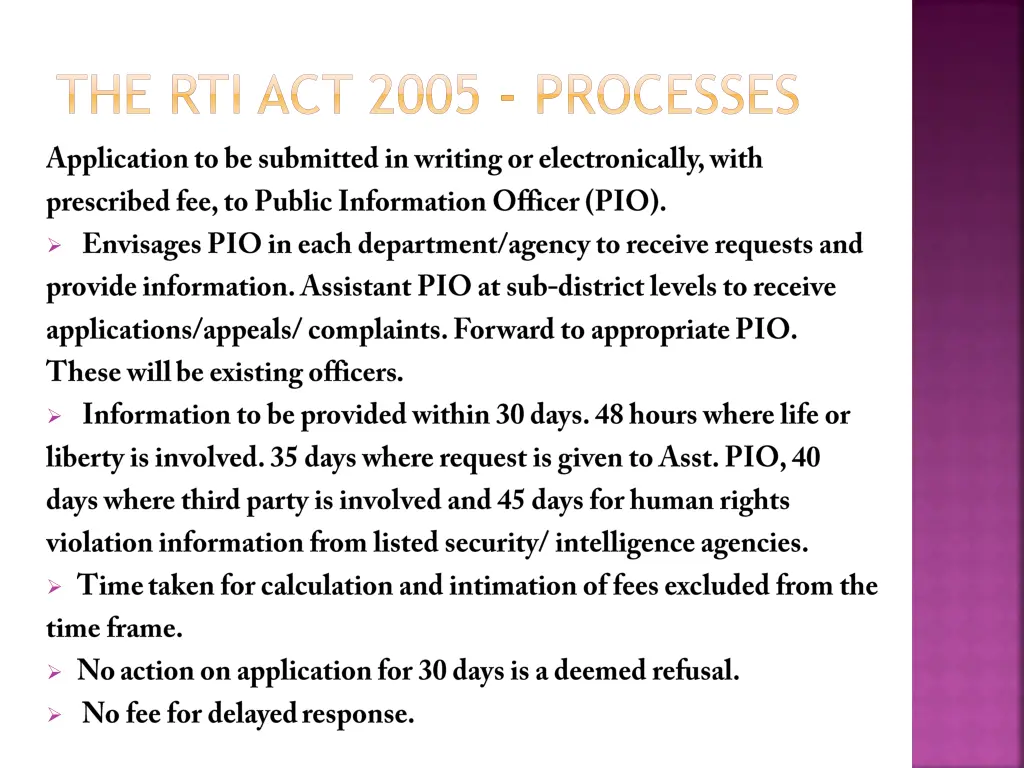 the rti act 2005 processes