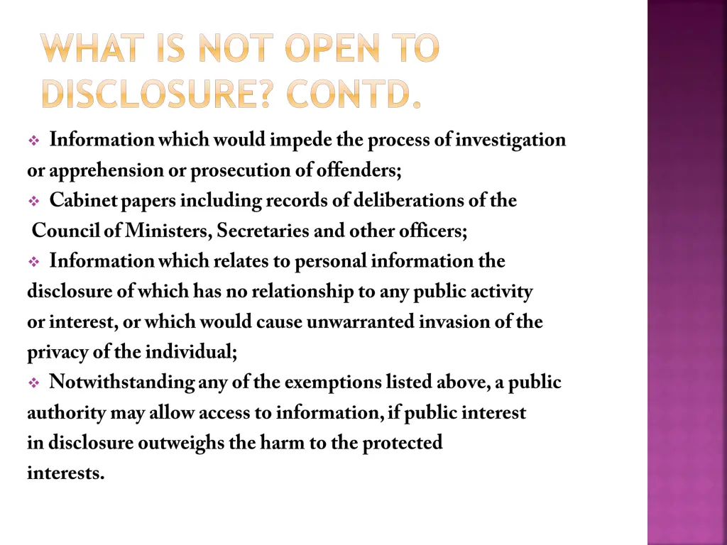 what is not open to disclosure contd 1