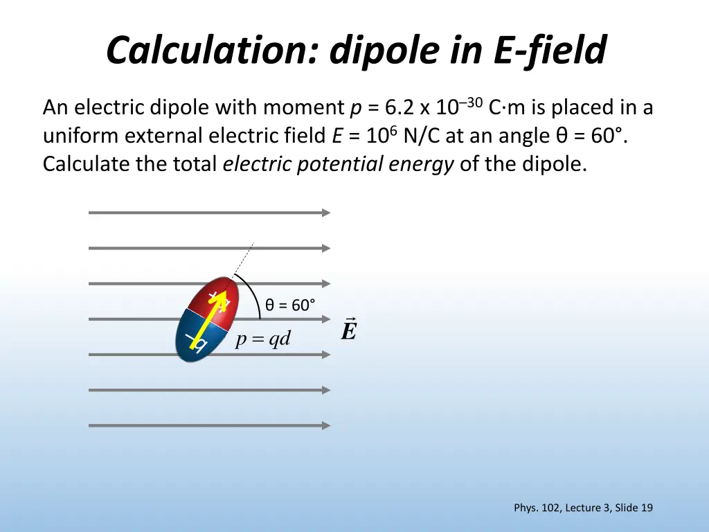 calculation dipole in e field