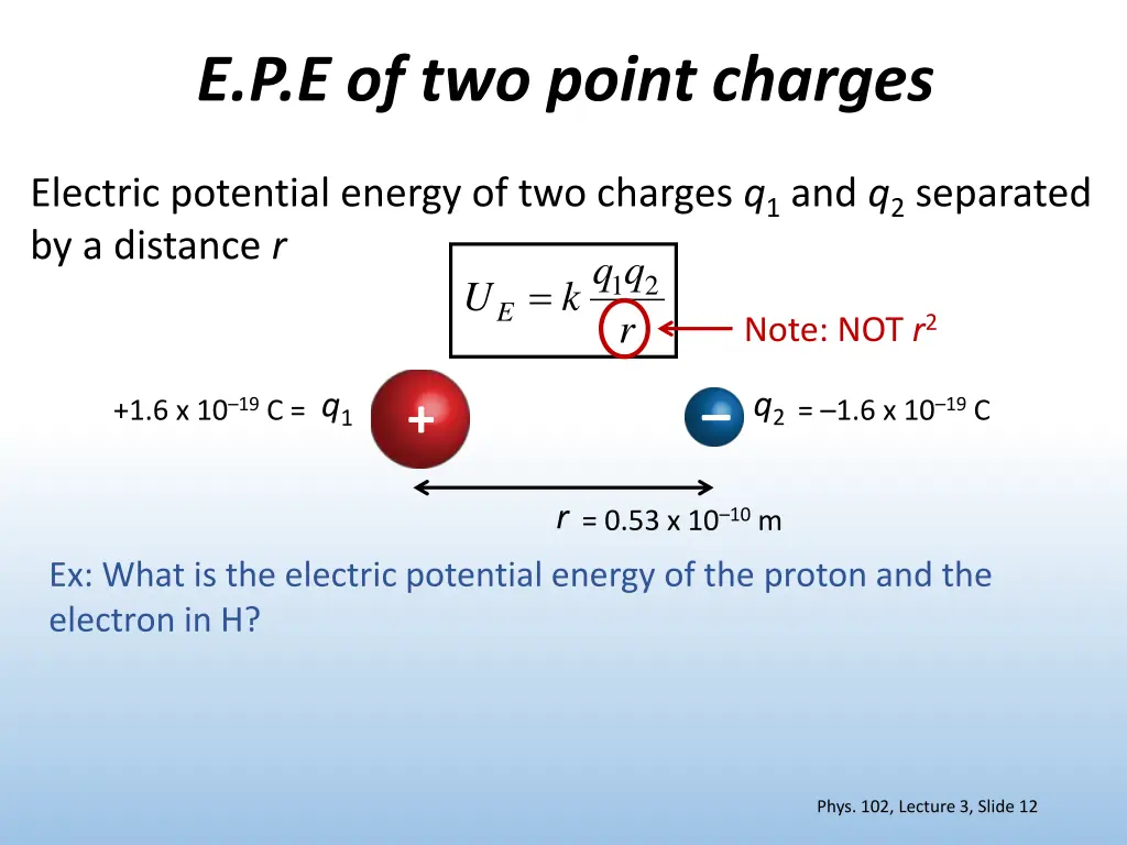e p e of two point charges