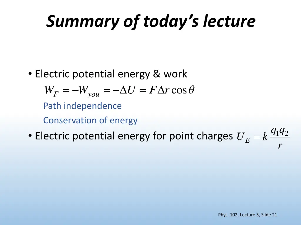 summary of today s lecture