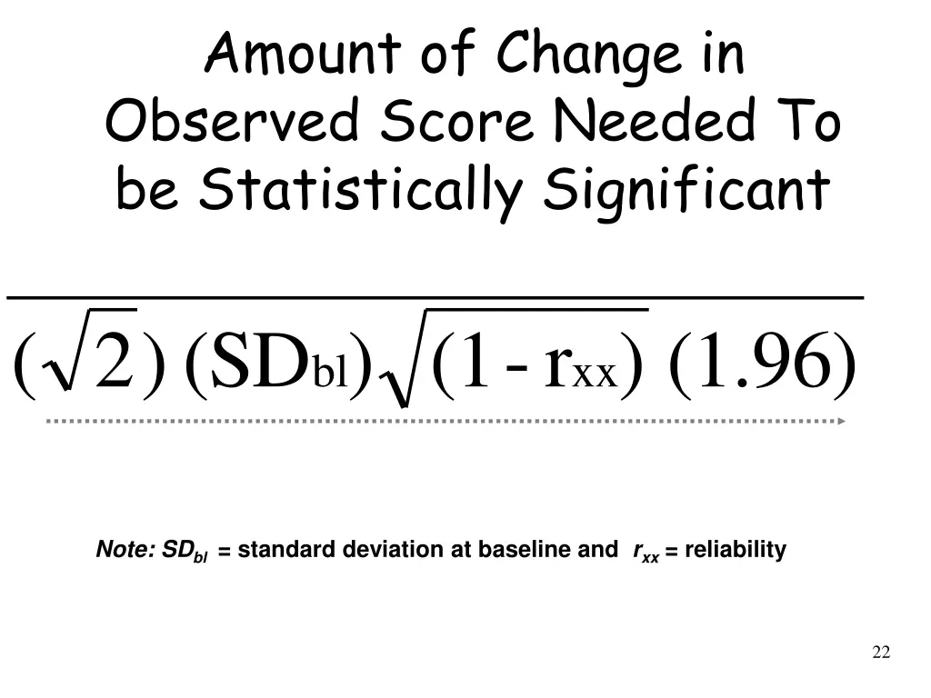 amount of change in observed score needed