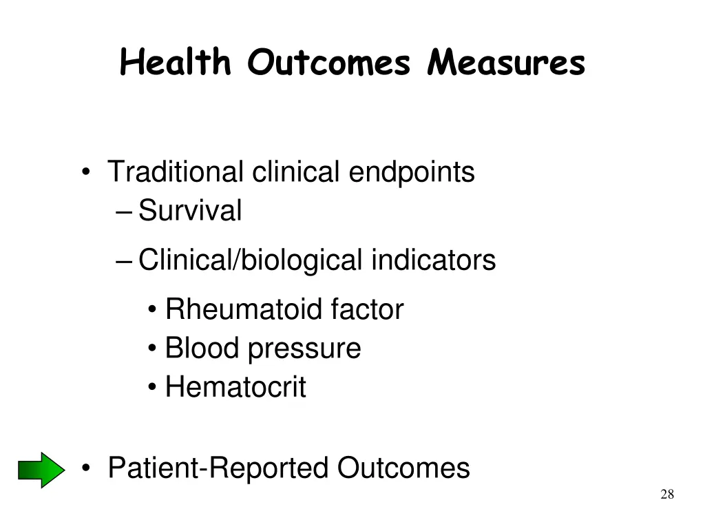 health outcomes measures