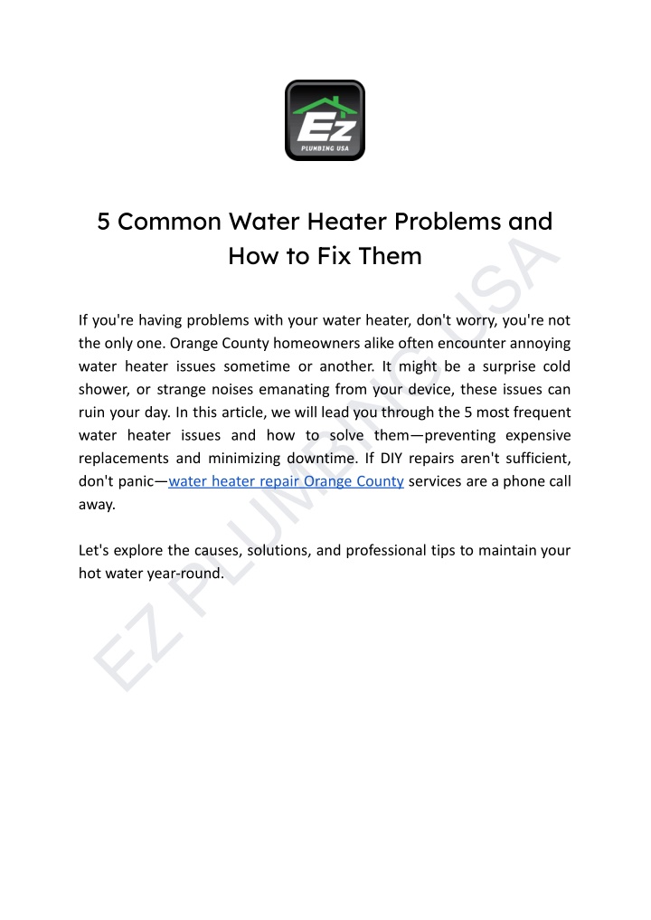 5 common water heater problems and how to fix them