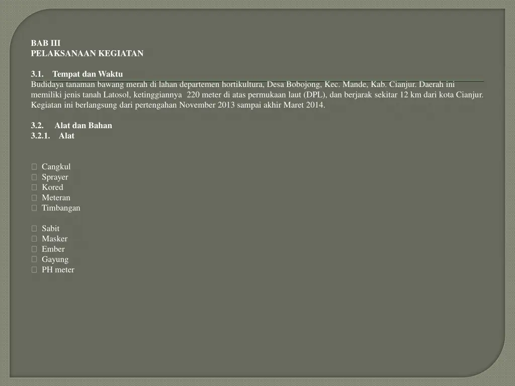 bab iii pelaksanaan kegiatan