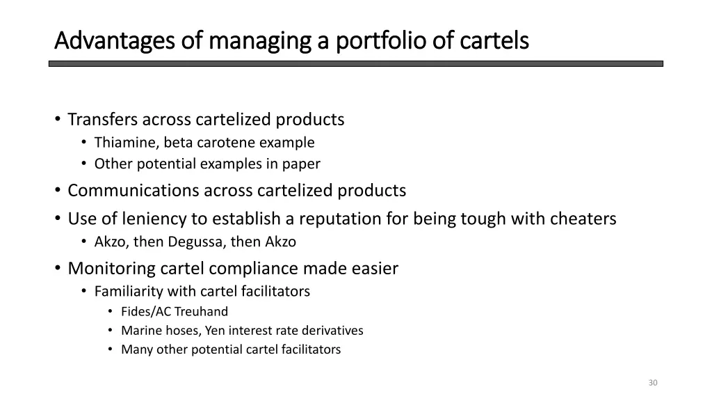 advantages of managing a portfolio of cartels