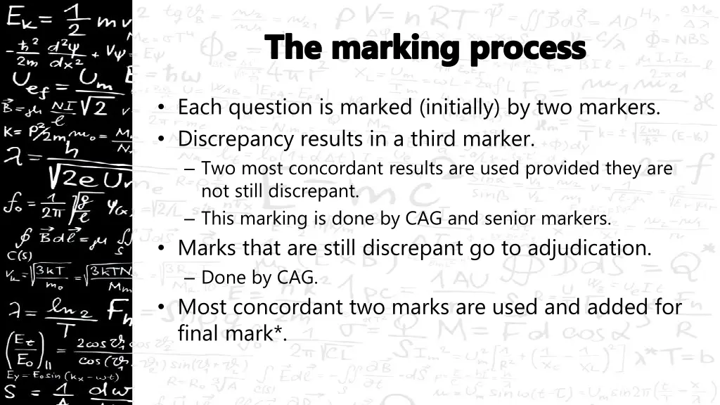 the marking process