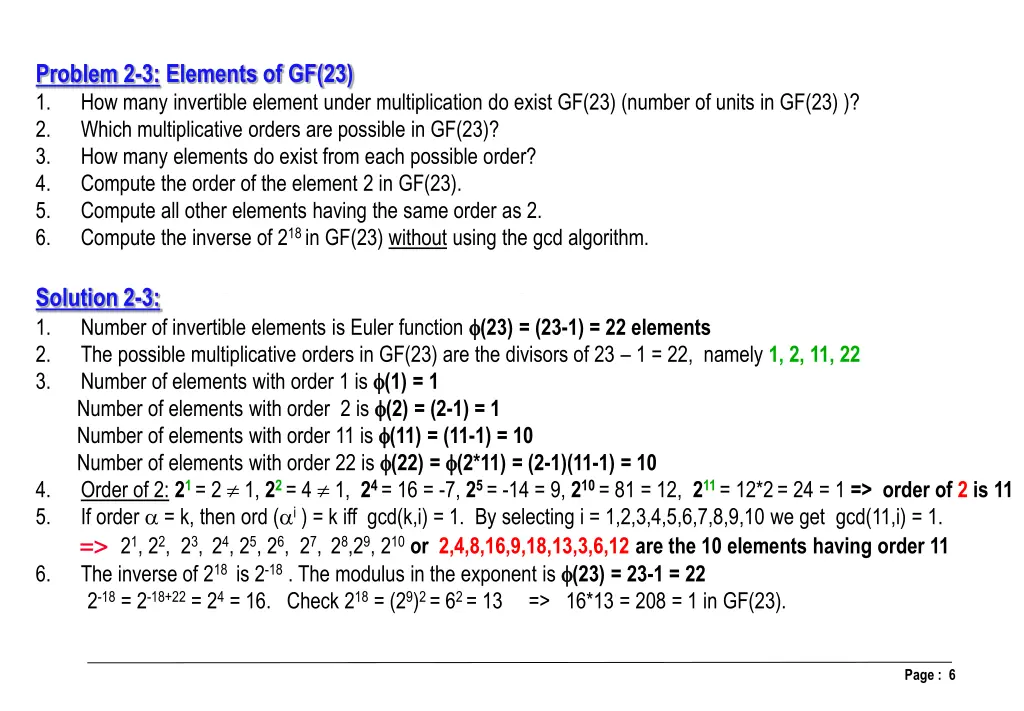 problem 2 3 elements of gf 23 1 how many
