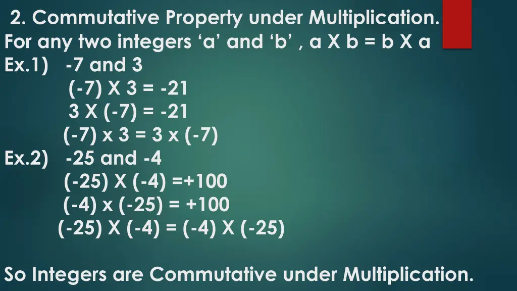 2 commutative property under multiplication