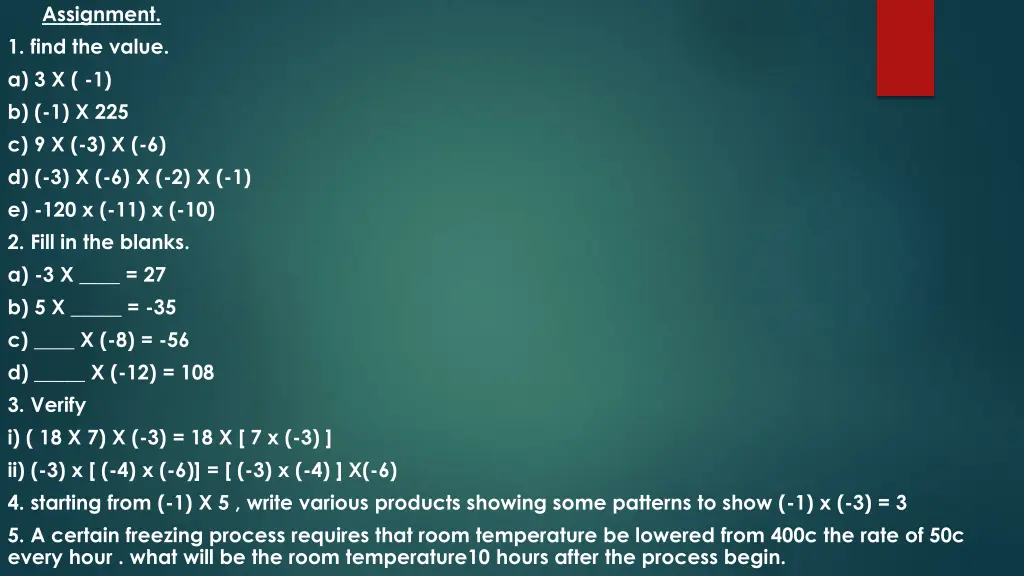assignment 1 find the value