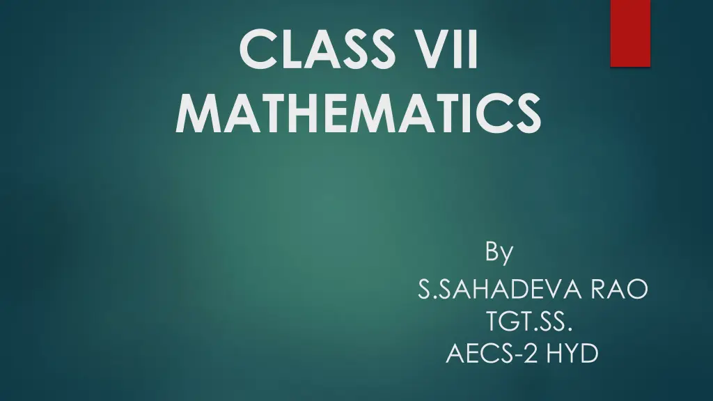 class vii mathematics