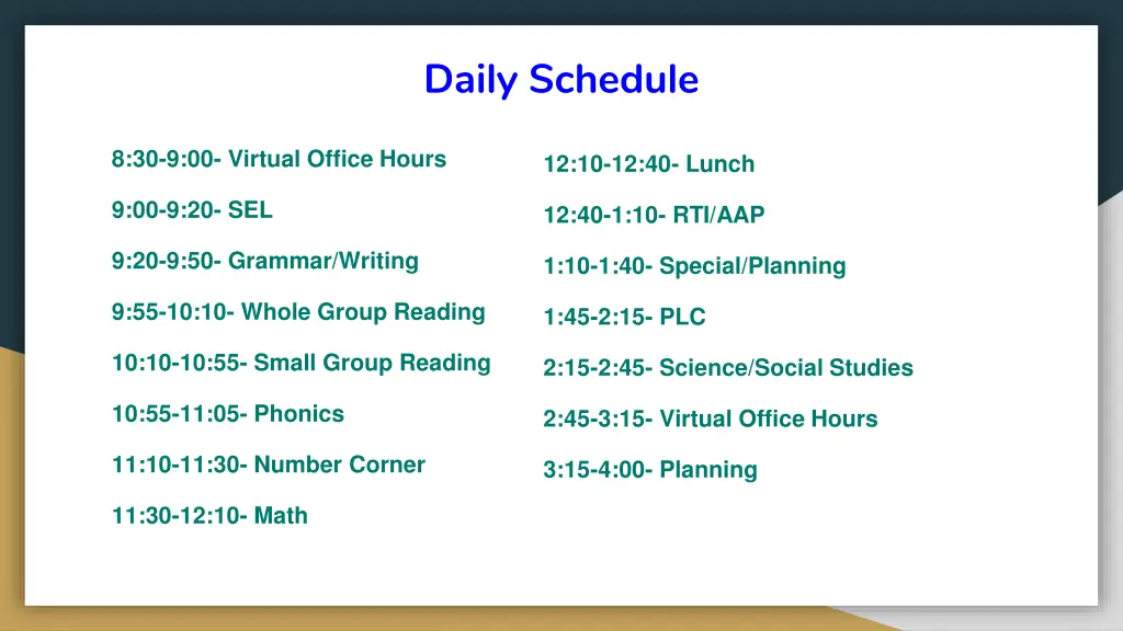 daily schedule