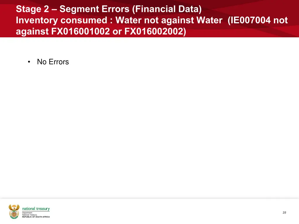 stage 2 segment errors financial data inventory